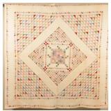 Antique Geometric Pattern Patchwork Quilt.