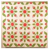 Antique Strawberry Pattern Applique Quilt.