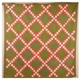 Antique Irish Chain Pattern Patchwork Quilt.