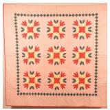 Antique Tulip Pattern Applique Quilt.