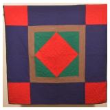 Amish Rayon Diamond in Square Patchwork Quilt.