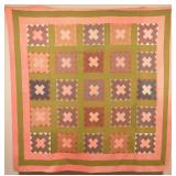 Antique Geometric Pattern Patchwork Quilt.