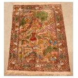 Vintage Silk Pictorial Oriental Area Rug.