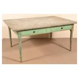 PA Sheraton Green Painted Softwood Bakers Table.