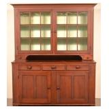 PA Federal Cherry Two Part Dutch Cupboard.