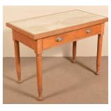 PA Sheraton Oak Bakers Table with Marble Top.