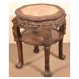 Antique Oriental Rosewood Marble Top Stand