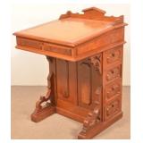 Victorian Walnut and Burl Walnut Davenport Desk.