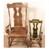 Two Painted Boot-Jack Back Rocking Chairs.