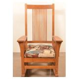 Modern Signed Stickley Oak Rocking Chair.