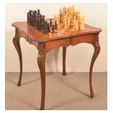 Carved Mahogany Game Table with Dome Cover.