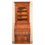 Victorian Walnut Cylinder Front Secretary Desk.