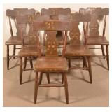 Set of Six Painted Splat-Back side chairs.