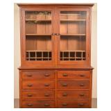 Antique Grain Decorated Country Store Cabinet.