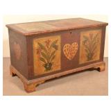 PA Softwood Dower Chest, Heart and Tulip Decoratio