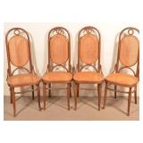 Four Vintage Bentwood Cane Seat and Back Side chai