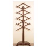 Victorian Walnut Hall Tree with Porcelain Knobs.