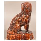 Rockingham Glazed Yellowware Seated Spaniel Figure