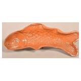 Large Antique Glazed Redware Fish Form Mold.