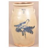 Evan R. Jones Six Gallon Stoneware Butter Churn.