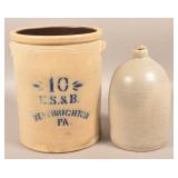 Two PA Signed One Gallon Stoneware Pieces.