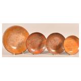 Four Antique Glazed  Redware Plates.