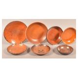 Seven Antique Glazed  Redware Plates.