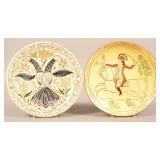 2 Contemporary Sgrafitto Decorated Redware Charger