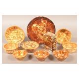 Ten Pieces of Rockingham Glazed Yellowware.