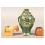 Three Pieces of Glazed Earthenware.