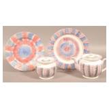 Four Pieces of Rainbow Pattern Spatterware China.