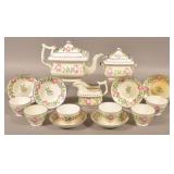 15 Piece Rose Decorated Soft Paste Tea Service.