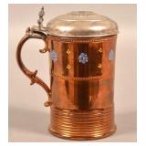 Rare Copper Lustre Silver Mounted Tankard.