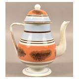 English Mocha Seaweed Decorated Pearlware Coffeepo