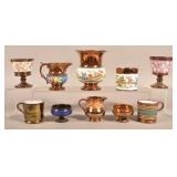 Ten Various Pieces of 19th Century Copper Lustre C