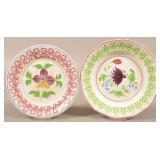 Two Various Design Spatter Ironstone China Plates.