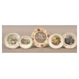 Five Various Transfer Decorated China Toddy Plates