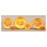 Three Canary Yellow China Cups and Saucers.