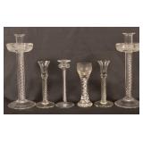 Lot of Airtwist Glass Candlesticks and Wines.