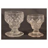 2 Stiegel Type Expanded Diamond Footed Master Salt