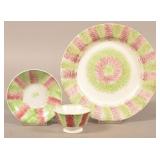 Red and Green Rainbow Spatter China.