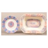 Rainbow Spatter China Vegetable Bowl and Plate.