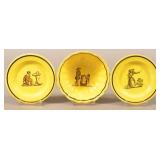 3 Pieces of Canary Yellow Transfer Decorated Potte