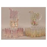 Two Antique Pattern Glass Pitcher and Tumbler Sets