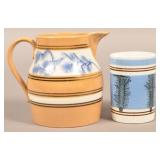 2 Pieces of Antique Seaweed Mocha Decorated Items.