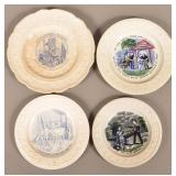 Four Antique Transfer Decorated China Alphabet Pla