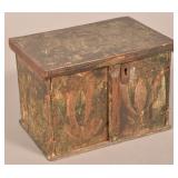 Antique Continental Polychrome Painted Sewing Box.