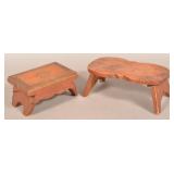 Two Antique Wood Footstools.