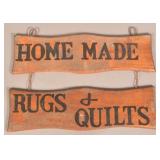 Vintage Two Part Wood Double-Sided Sign.