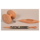 Lot of Three Antique Wood Sewing Related Items.